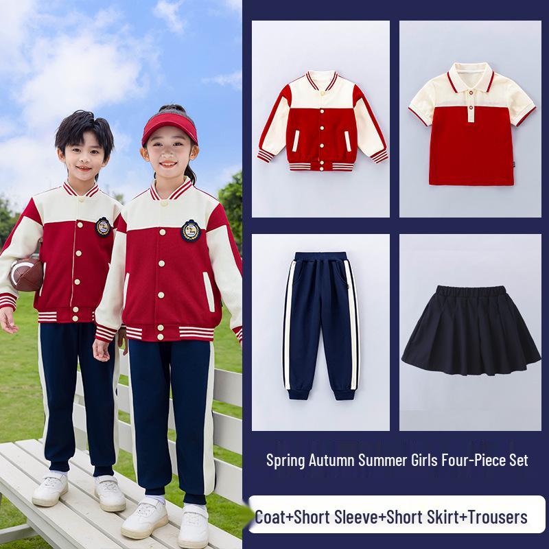 Children's Windbreaker Uniform: 3-Piece Set for Primary School - Detachable for Spring, Autumn, and Winter Wear.