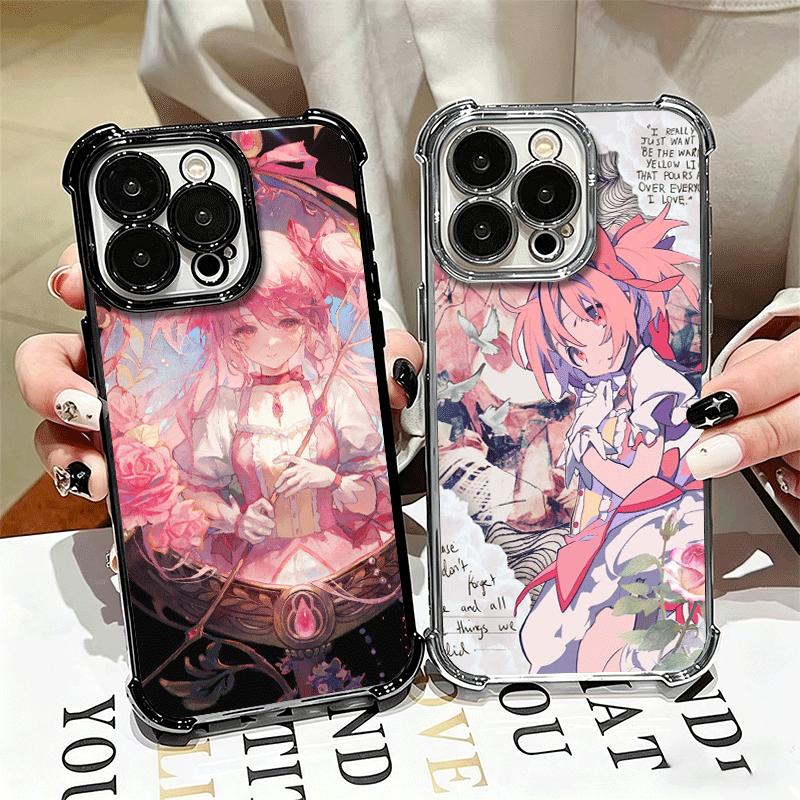 Madoka Magica Anime Weiche Handyhülle Für iPhone 15 16 17 Air 14 Pro Max 16E Plus 13 12 Mini Galvanisiert Anti-Fall Fundas