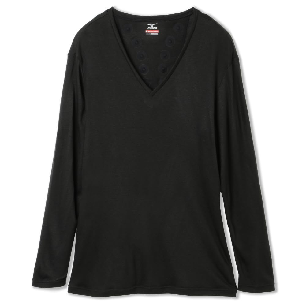 Mizuno Colantotte Breath Thermo Heat-Generating V-Neck 3/4 Sleeve Innerwear, Men's, Black, Size L (C2JABC01)