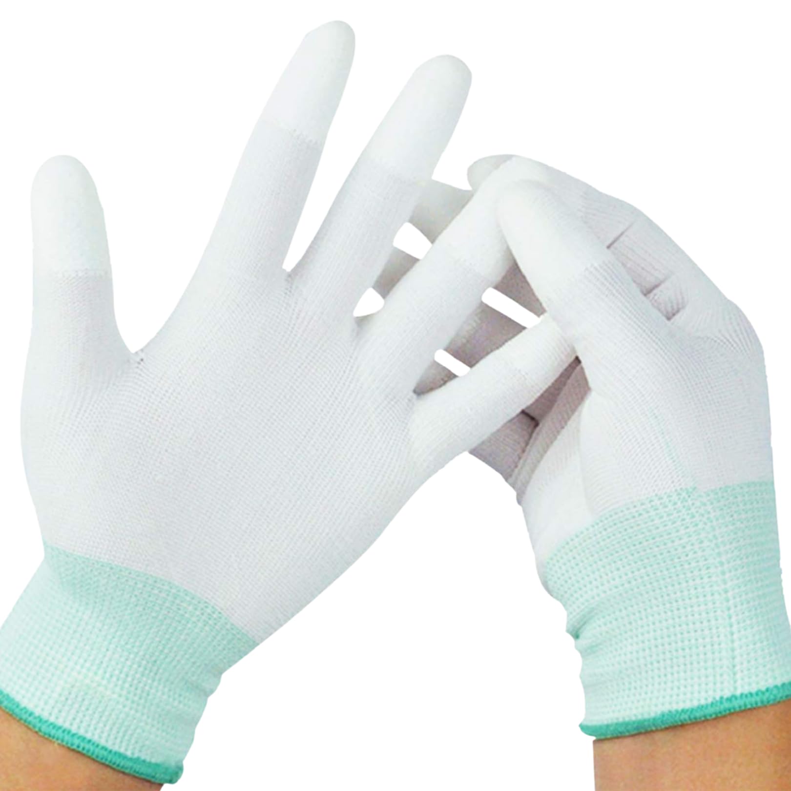 

Charmoon Work PU Fingertip Precision 12 Pairs Size Medium Gloves, Coating, Anti-Static, Machinery, White, (24 Gloves),