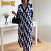 Abiti casual con scollo a V e maniche a 3/4, estate e primavera, da donna