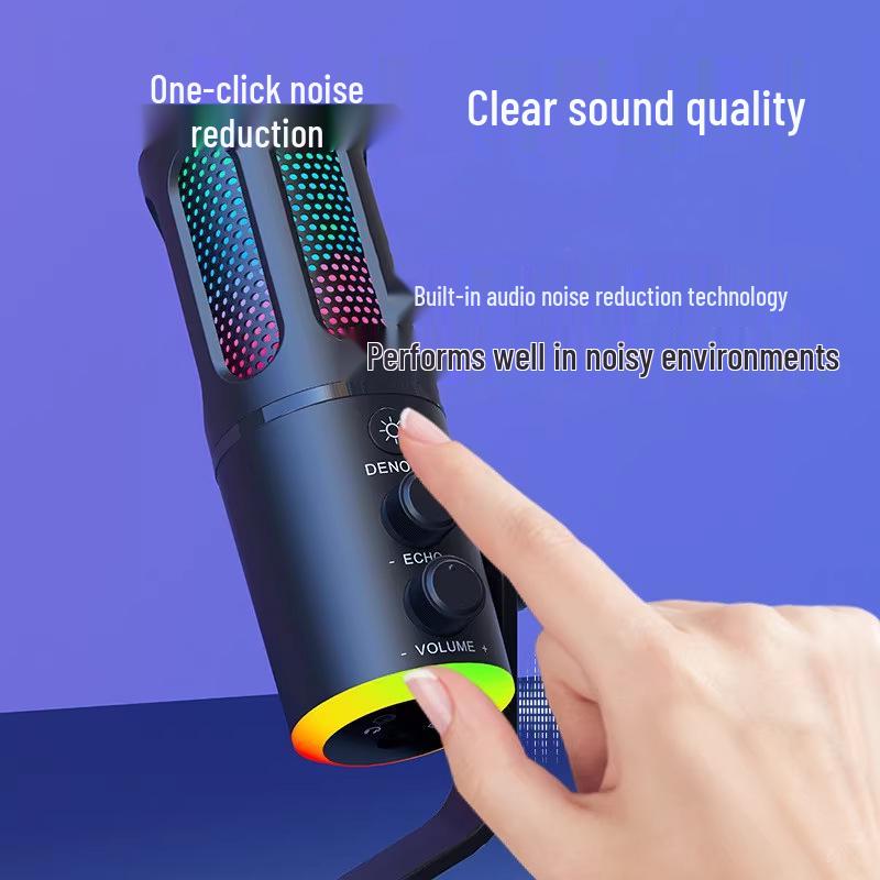 RGB Gaming Microphone - Wired Condenser for Streaming, Recording, and KTV