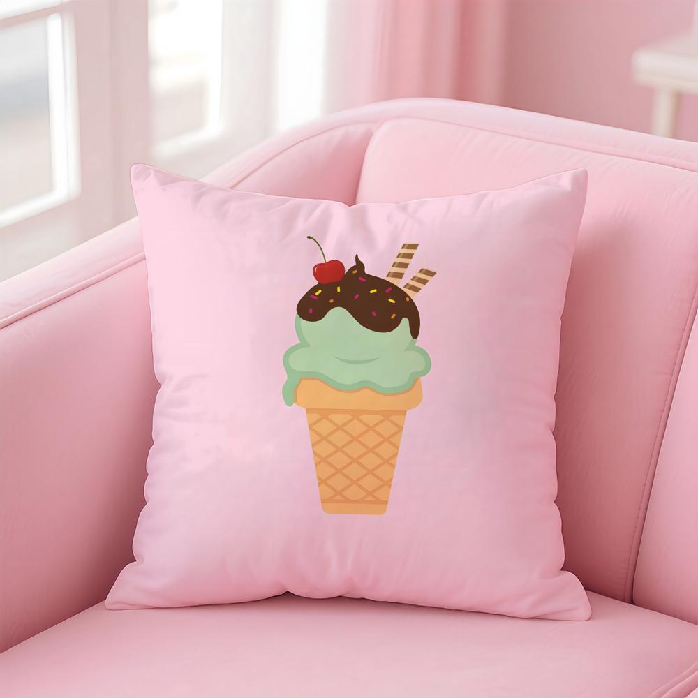 Cute Delicious Sweet Ice Cream Cushion Cover Pillow Case Soft Friendly Fabric  Concealed Zipper