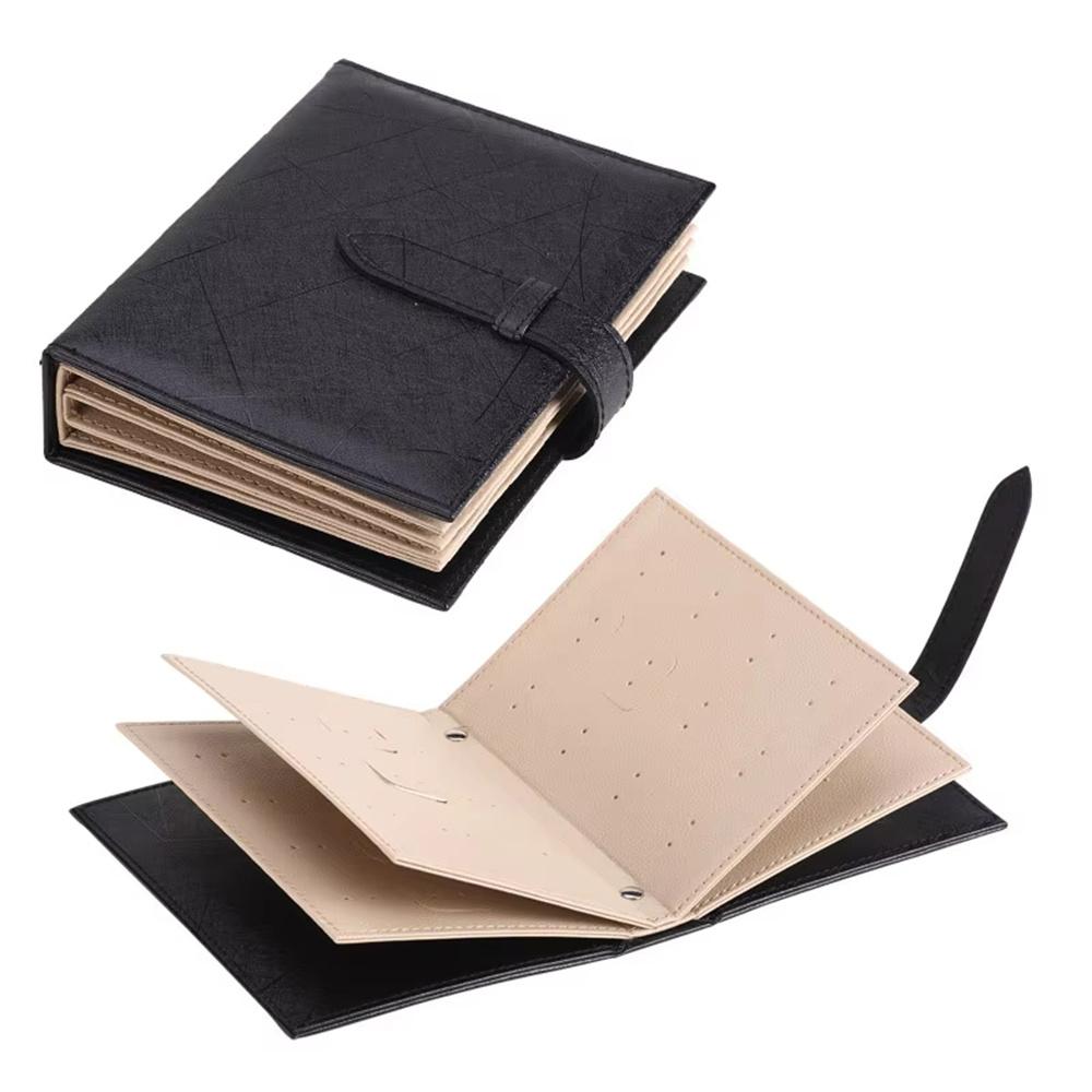 Portable Ear Studs Storage Case Jewelry Organizer Book Travel PU Leather Earrings Holder