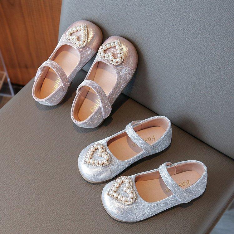 Princess Shoes Girls Small Leather Shoes 2025 Spring New Children's Shoes Fashion Little Girl Shining Crystal Shoes with Dress