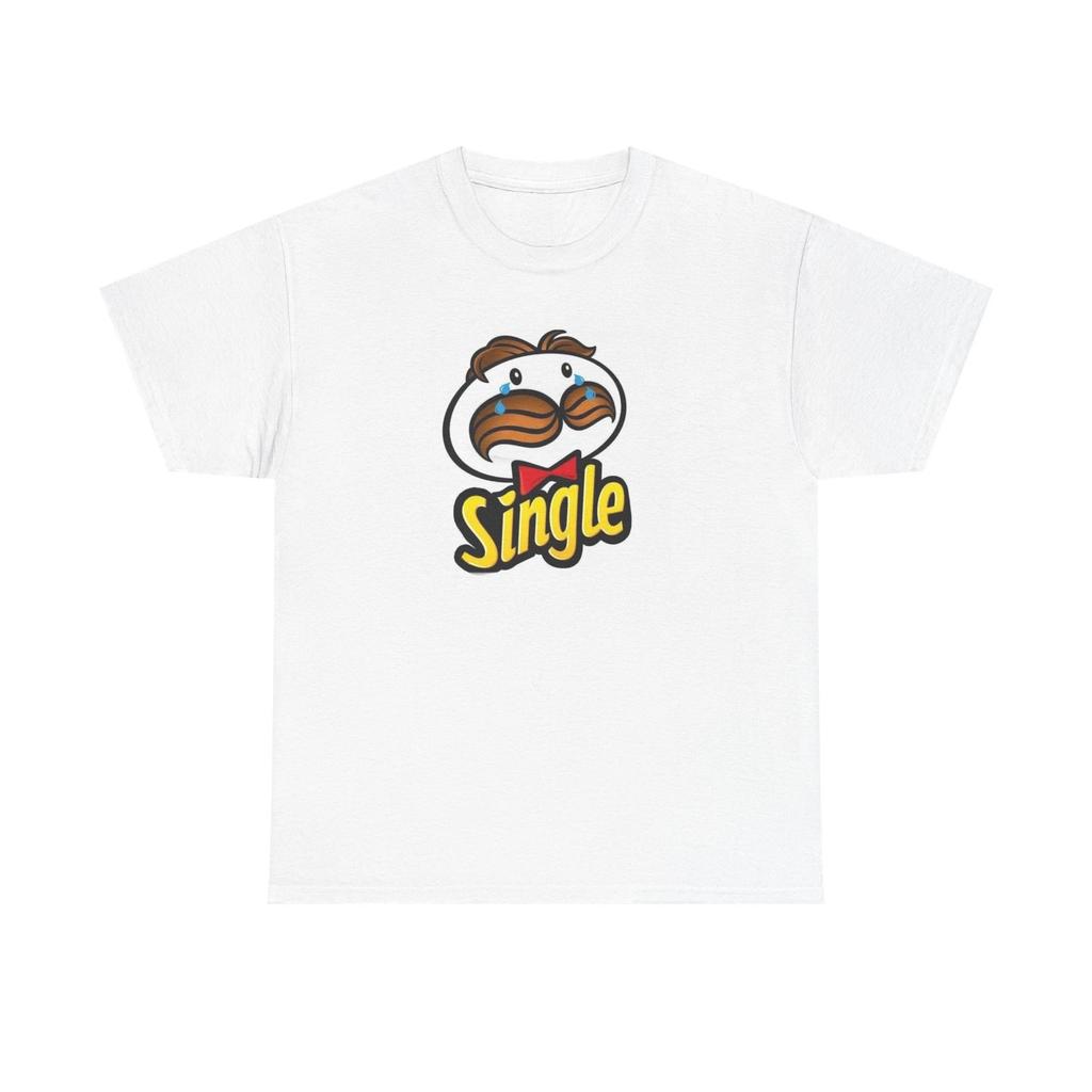 Maglietta Grafica Divertente "Single Like A Pringle" NUOVA Maglietta in Cotone Regalo