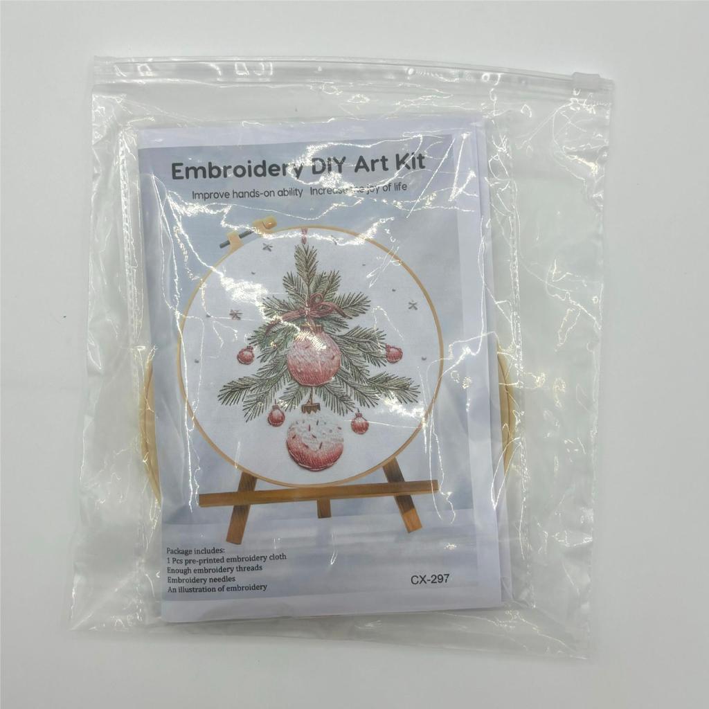 1 set kit de broderie de Noël, parfait pour les débutants, un kit de broderie de Noël festif, kit de matériel d'artisanat de broderie DIY,