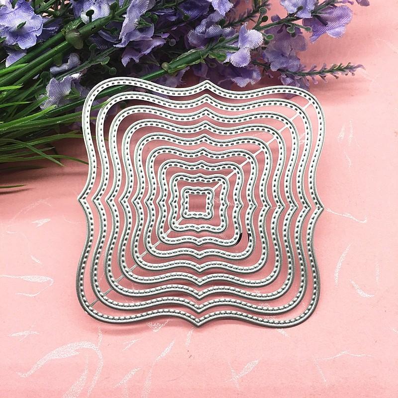 Multi-layer Square Curved Border Die Cuts for Card Making, Cutting Dies, Metal Die Cutting Mold, Scrapbooking Dies, Etched Embossing Stencil for Craft