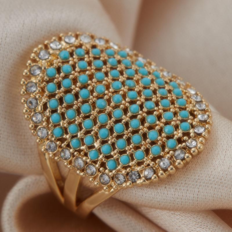 Retro Bohemian Fashion Set Zircon Oval Ring, Women's Personality Exaggerated Design Holiday Accessories Jewelry Gifts