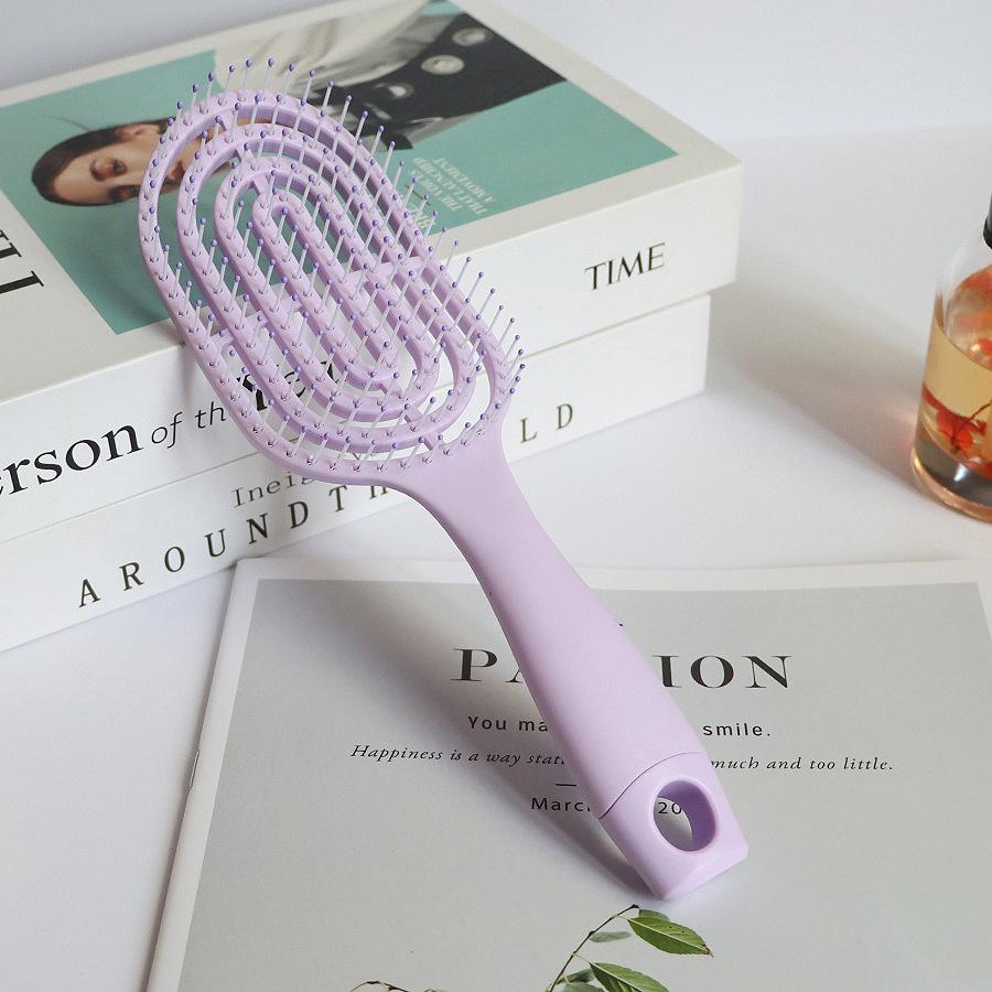 Pettine Massaggiante Curvo per Capelli Folti con Manico Lungo per Capelli Ricci