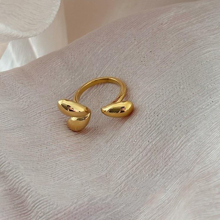 Sweet Heart Adjustable Women s Geometric Water Drop Ring - Trendy, Versatile, Niche Design Index Finger Ring Open Adjustable