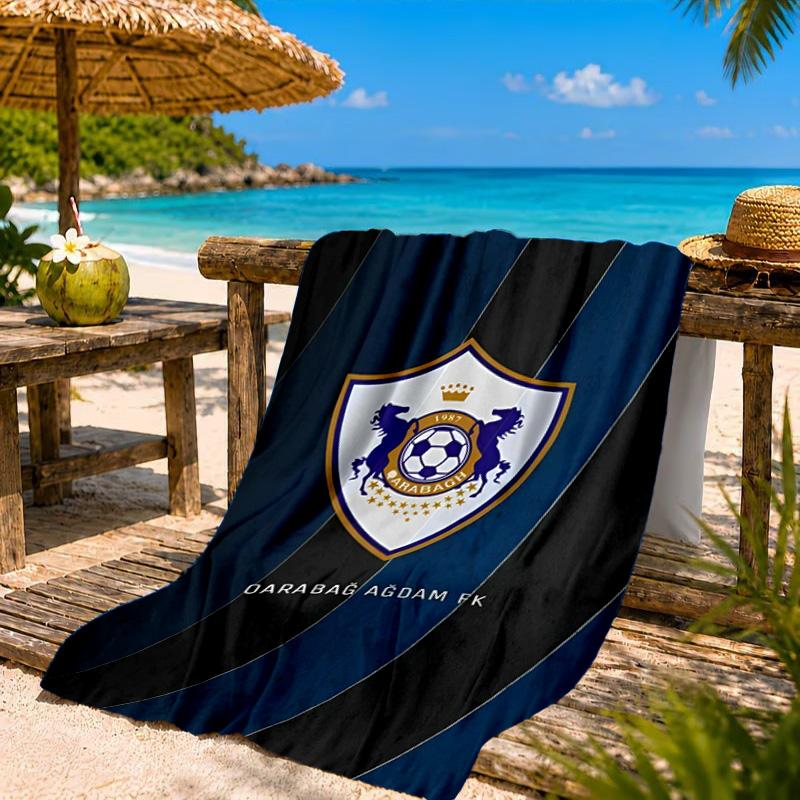 Qarabag Golden Crested Football Emblem Beach Towel, Quick-drying, Easy to Care for, Suitable for Both Fitness and Beach Vacations,Sports Essential