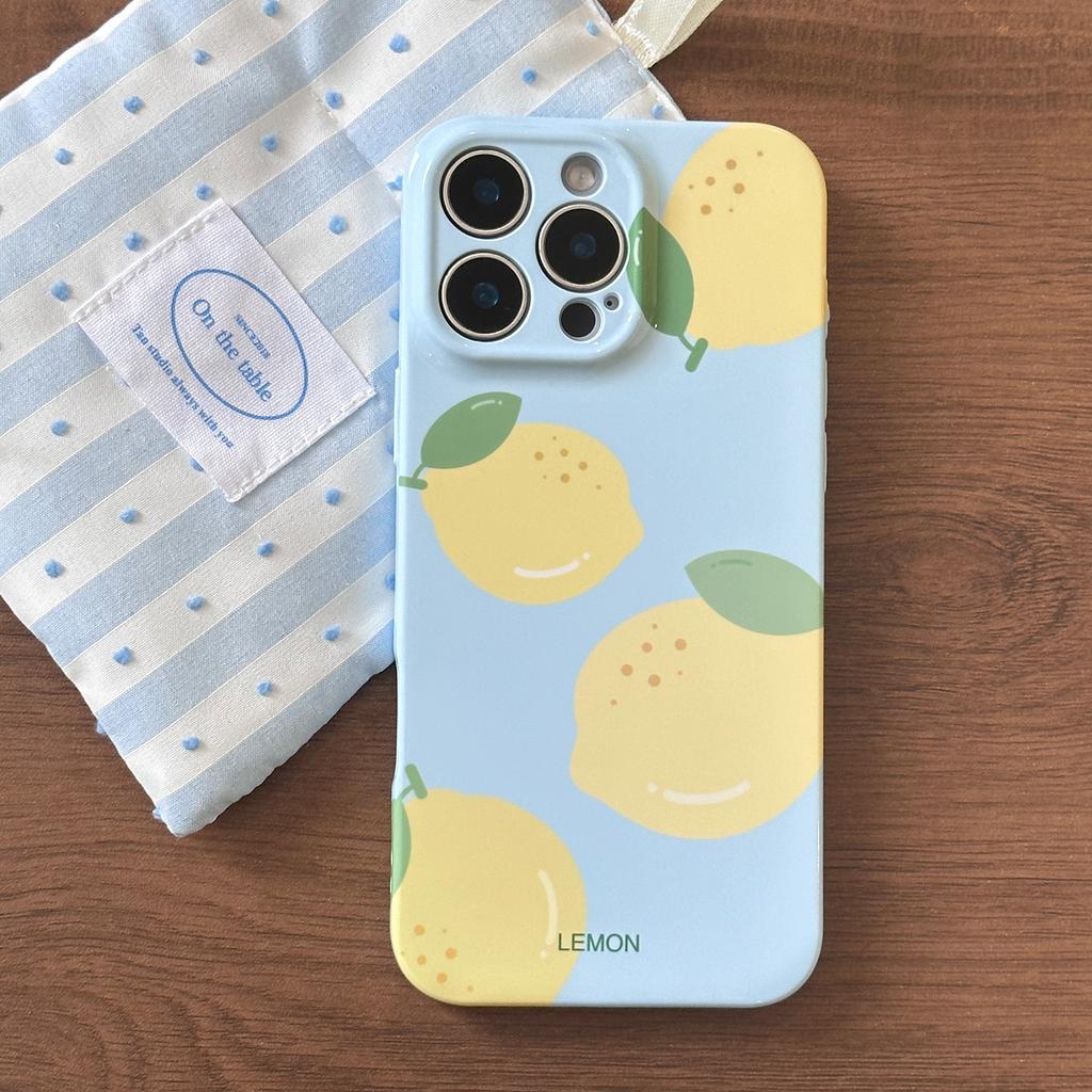 Summer Blue Refreshing Fruit Lemon Pattern Shock Proof Phone Cover Case for iPhone 17 16 15 14 13 12 11 Pro Max Plus Air