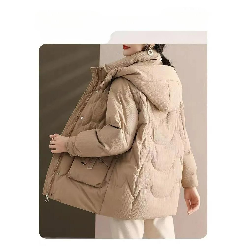 Mother's Winter Coat Thickened Warm Cotton Coat Mid-length Loose Large Size
