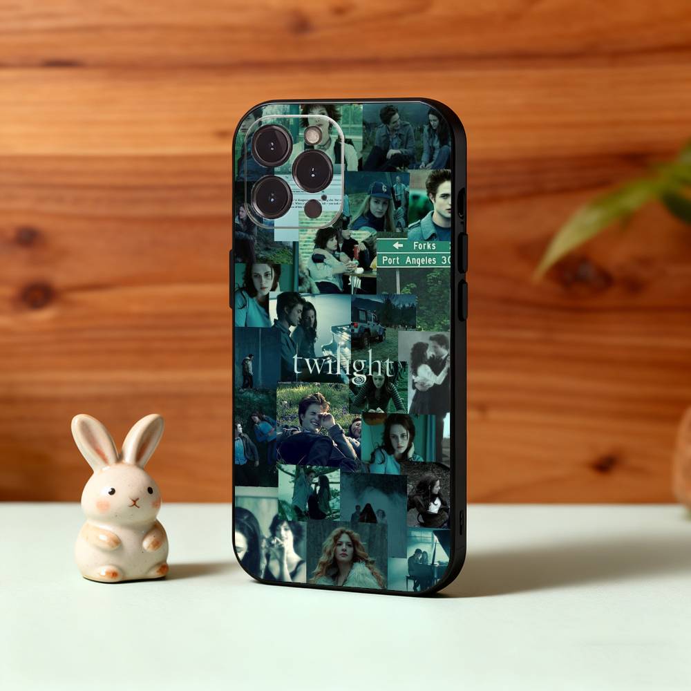 T-Twilight Series Phone Case For iPhone17,16,15,14,13,12Plus,Pro Max,XS,5G Soft Silicone Black Cover