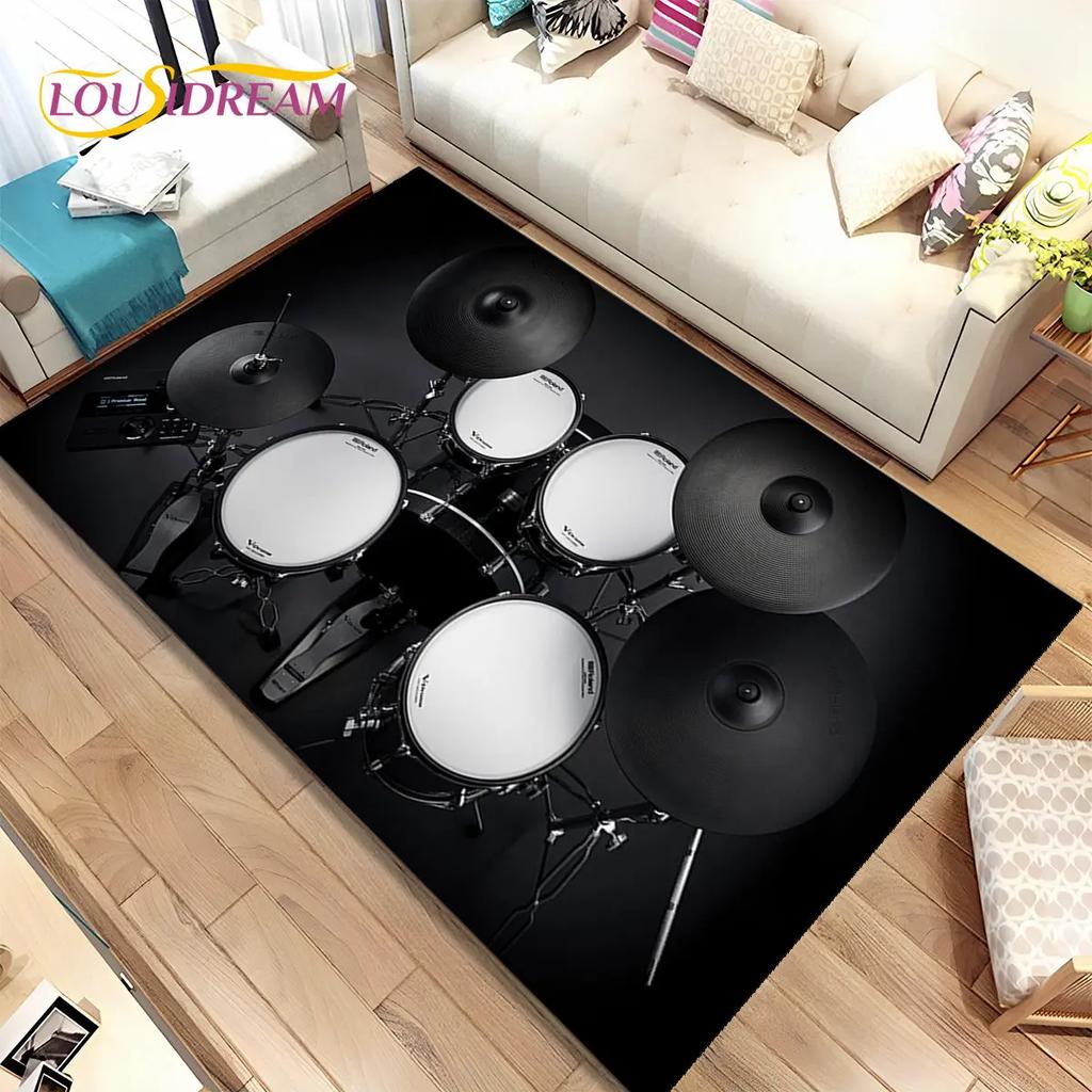 Drum Kit Music Drum Set Instruments Area Rug,Carpet Rug for Home Living Room Bedroom Sofa Doormat Decor,kids Non-slip Floor Mat