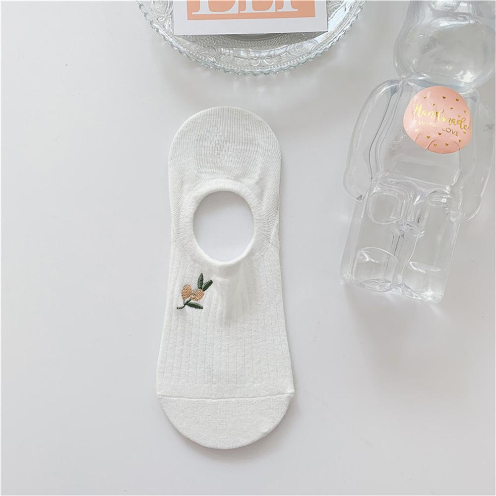 

Новые женские вышитые носки с медведем и цветком Strar Moon Squirrel белого хлопка, модные летние носки-невидимки без показа, тапочки, Прямая поставка