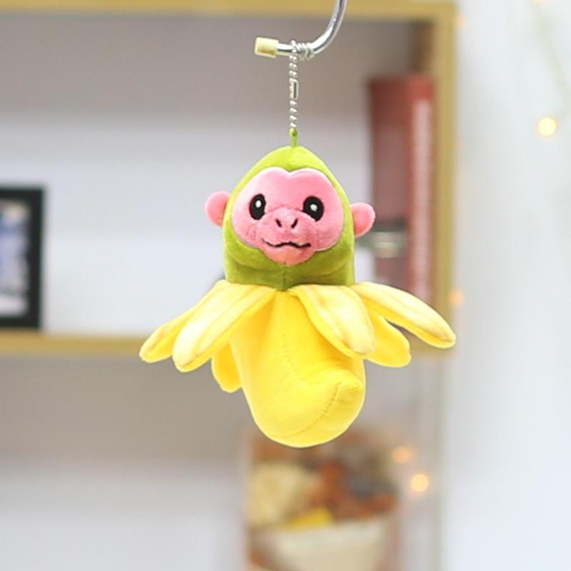 Mountain and Sea Ceremonial Wooden Stick Man Doll Pendant Keychain Shark Doll Small Doll Banana Monkey Plush Toy