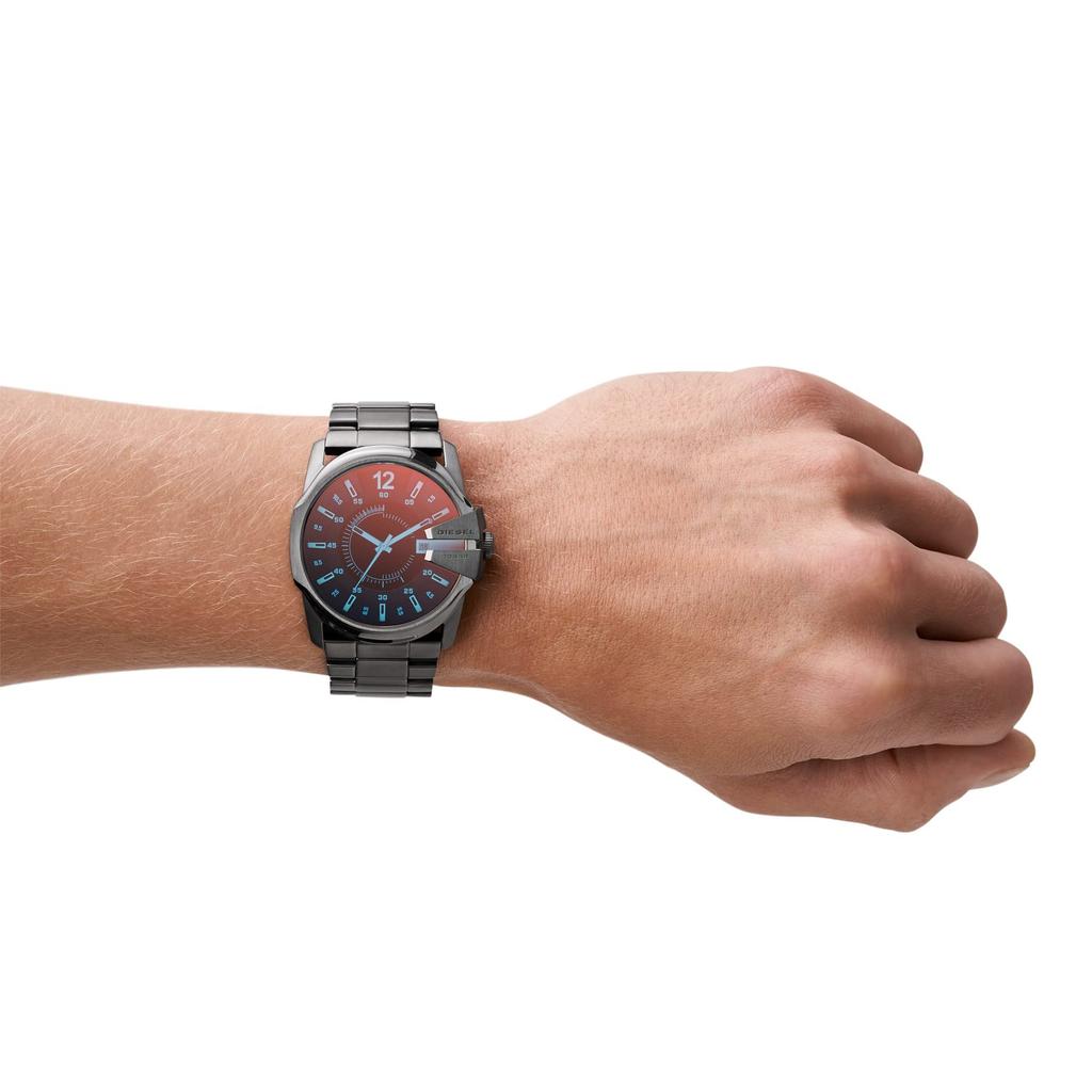 Diesel Master Chief Stainless Steel Analog Gunmetal Gunmetal One Master Chief 3-Hand Men's Watch, Color (Model DZ1965), Iridescence, Size,