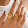 Geometric Circle Rings 18K Gold Plated Titanium Steel Adjustable Minimalist Rings For Women Statement Zircon