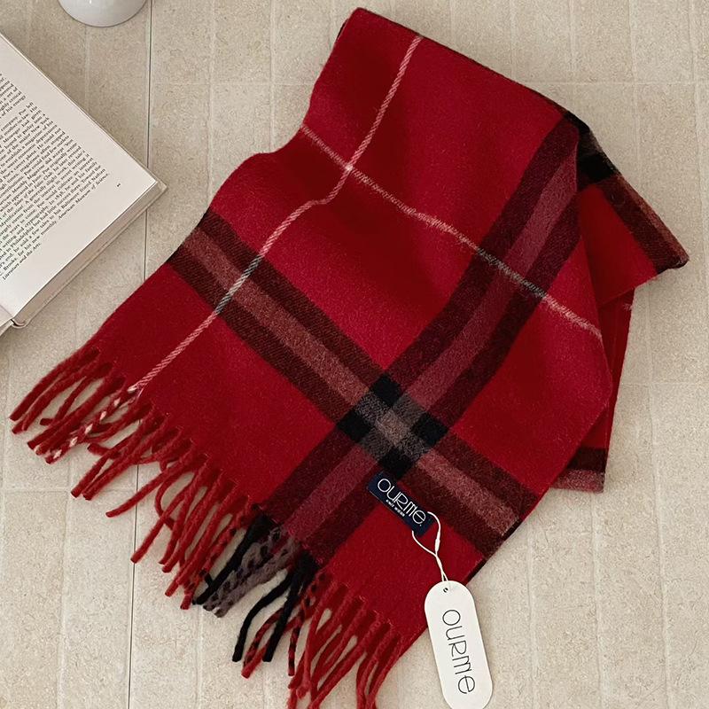 

Women s Plaid Scarf Sweet and Western-style Blend Wool Shawl Long Warm Scarf 40*200cm