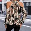 2026 Spring/Summer Off-Shoulder Long-Sleeve Casual Printed Women's Shirt