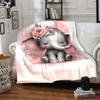 1pc Elephant Name Blanket Lightweight Flannel Throw for Sofa Bed Travel Camping Livingroom Office Couch Chair