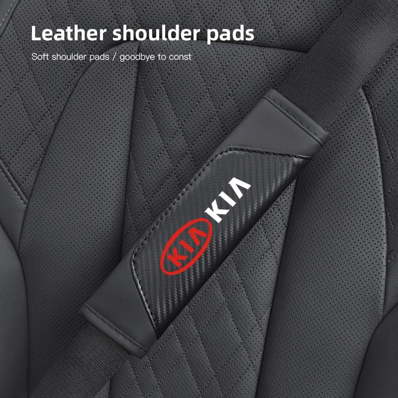 ALAZ2 Car Safety Belt Cover Pads Auto Leather Shoulder Cushion Accessories For KIA Rio 4 Ev3 ev6 Niro Stonic Sportage GT-Line Ceed K9
