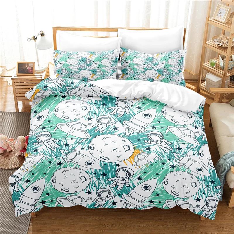 Comforter 3D Cartoon Bedding Sets For Kids And Adults For Boysblue Home Textile Cute Animal Kittens Size 140X210Cm