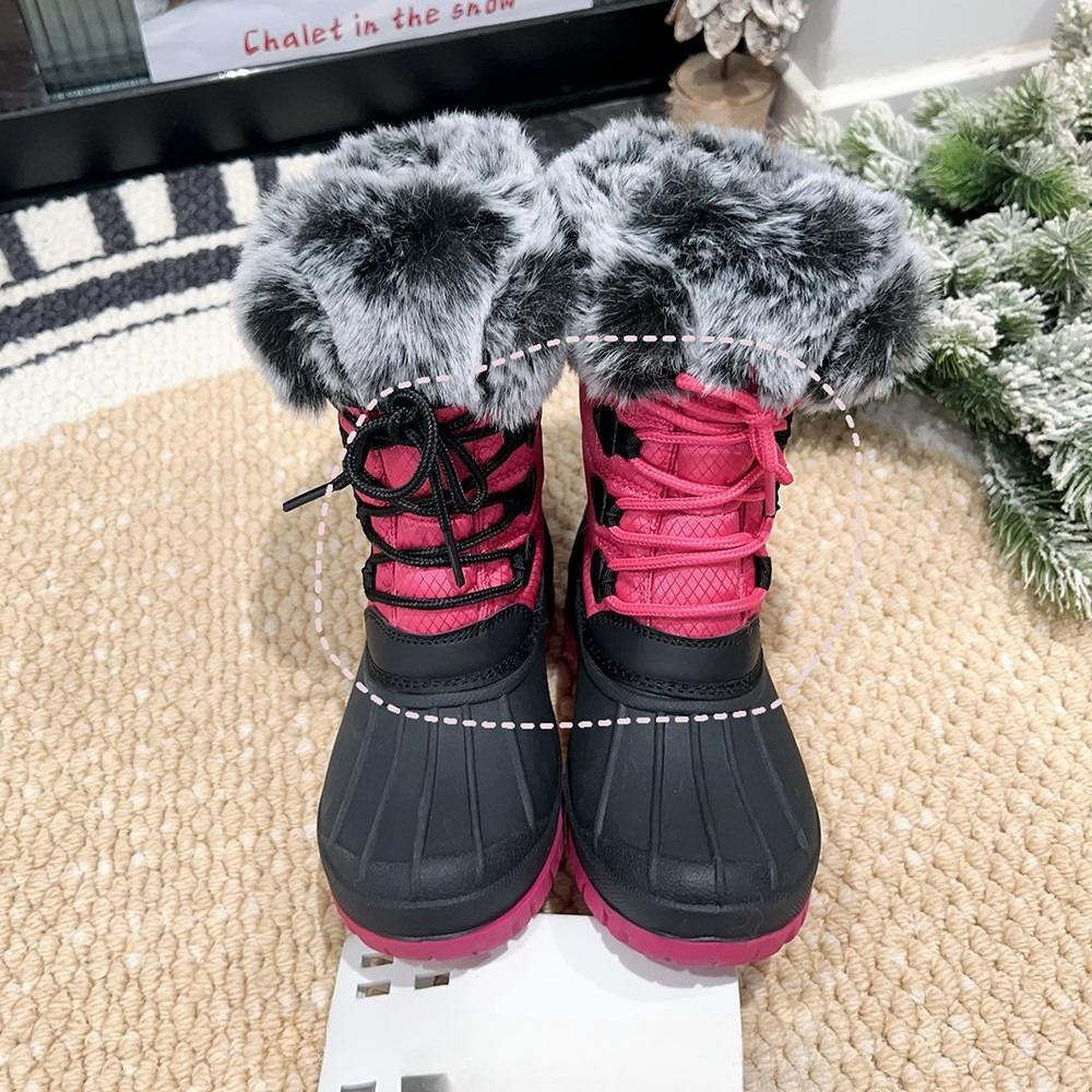 Women's Children Adults Soft Sole Height Enhancement Warm Fur One System With Winter Anti-slip Mountaineering Plush Lined Outdoor Sports Snow Boots