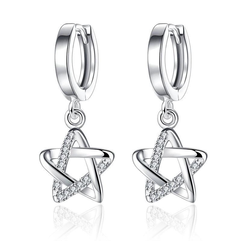 Zircon Hollow Star Stud Earrings for Women Classic Round Square Fashion Ear Cuffs