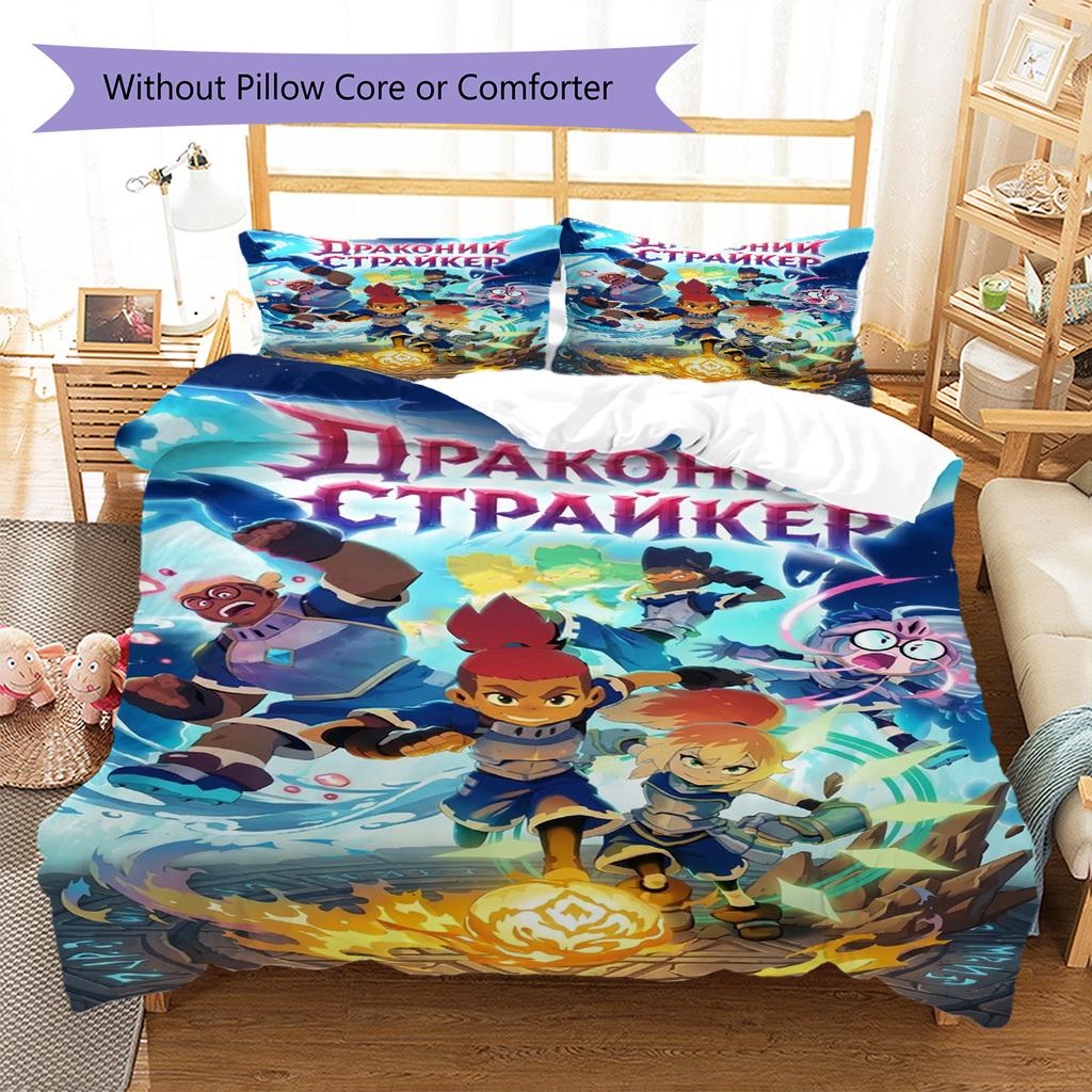 Dragon Striker Pattern Bedding Set Quilt Cover Pillowcase Home Decor Gift (1 * duvet cover + 2 * pillowcase, without core)