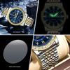 Men's Genuine Diamond-Inlaid Mechanical Watch – Trendy, Waterproof, Double Calendar, Luminous Quartz.