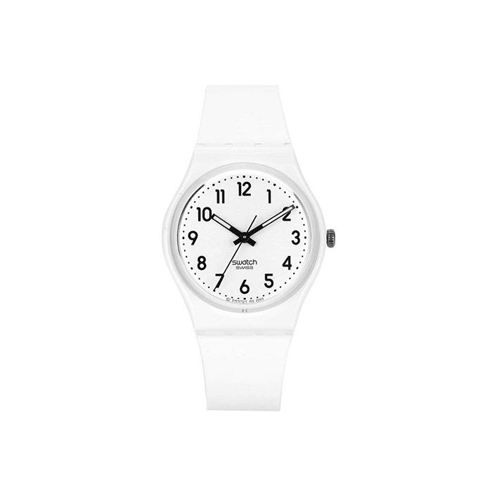 

Swatch Originals Quartz Waterproof Minimalist Watch 34Mm White Dial Plastic Case Silicone Strap Unisex watches GW151O White Dial