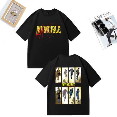 Invincible Blood Splat Logo Merch Men Women T Shirts Hip Hop Pure Cotton Streetwear Tees Graphic Adult Anime Tops Loose T-shirt