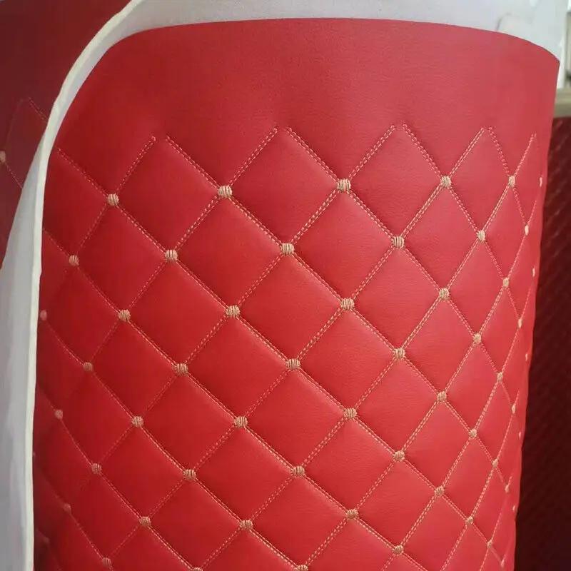 Thick Sponge Quilted Faux Leather Fabric Embroidered Car Interior Material Craft Upholstery Fabric Diamond Argyle Sewing New