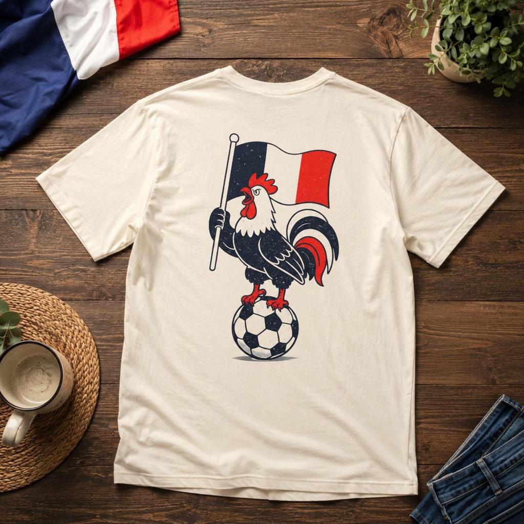 France Rooster Soccer T-shirt | French Flag Football Supporter Tee