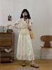 French Bohemian Crochet Vest, T-Shirt & Skirt Set