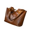 High Quality Brown Women's Handbags Soft Leather Large Capacity Tablet Computer Bag Luxurious Texture Retro Underarm Bag