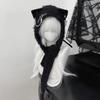 New Harajuku Japanese Cat Ear Hat with Scarf Buckle Five-pointed Star Woolen Hats Cross Chain Leather Warm Ear Flap Hat
