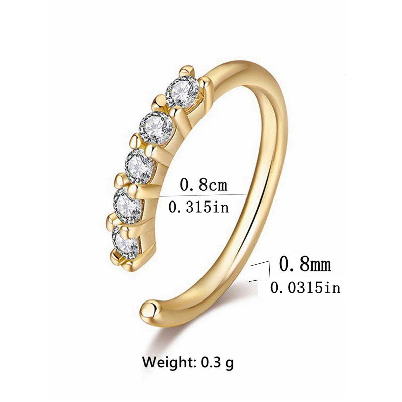 Piercing de Nariz em Zircônia em Forma de Arco Europeu e Americano: Joia para Piercing Corporal de Cobre sem Furo, Cravejada com Diamantes.