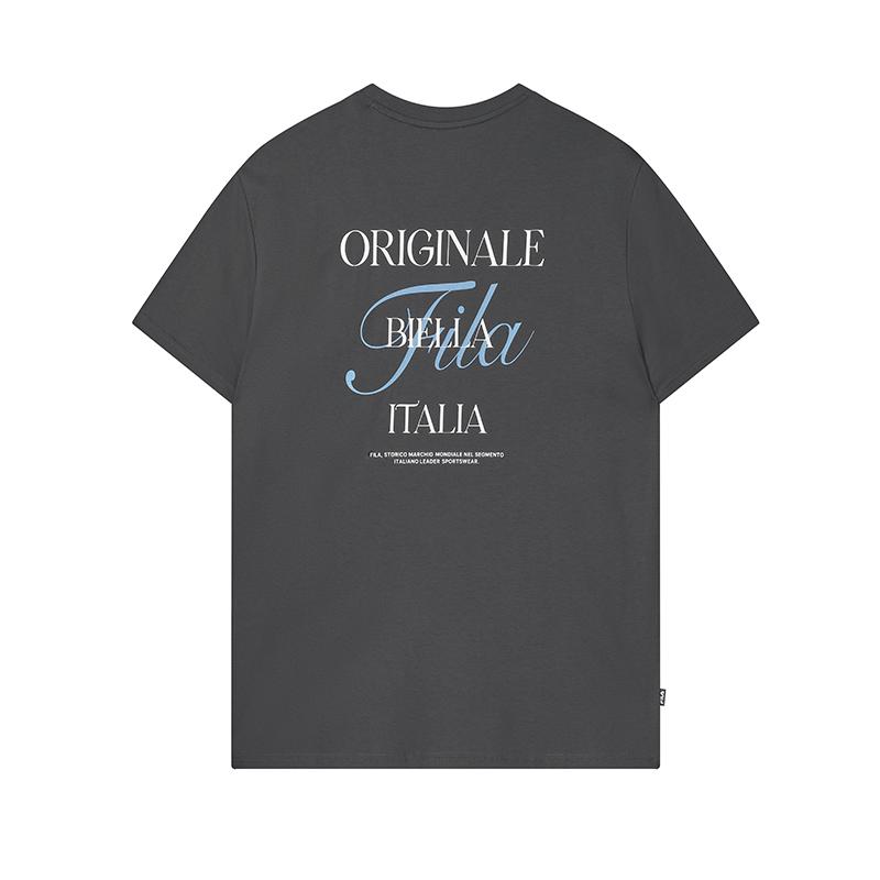 Fila Original Fashion Versatile Casual Simple Comfortable Knitted Short Sleeve T-Shirt Men Tops Deep-Charcoal-Gray F11M529108F-CC