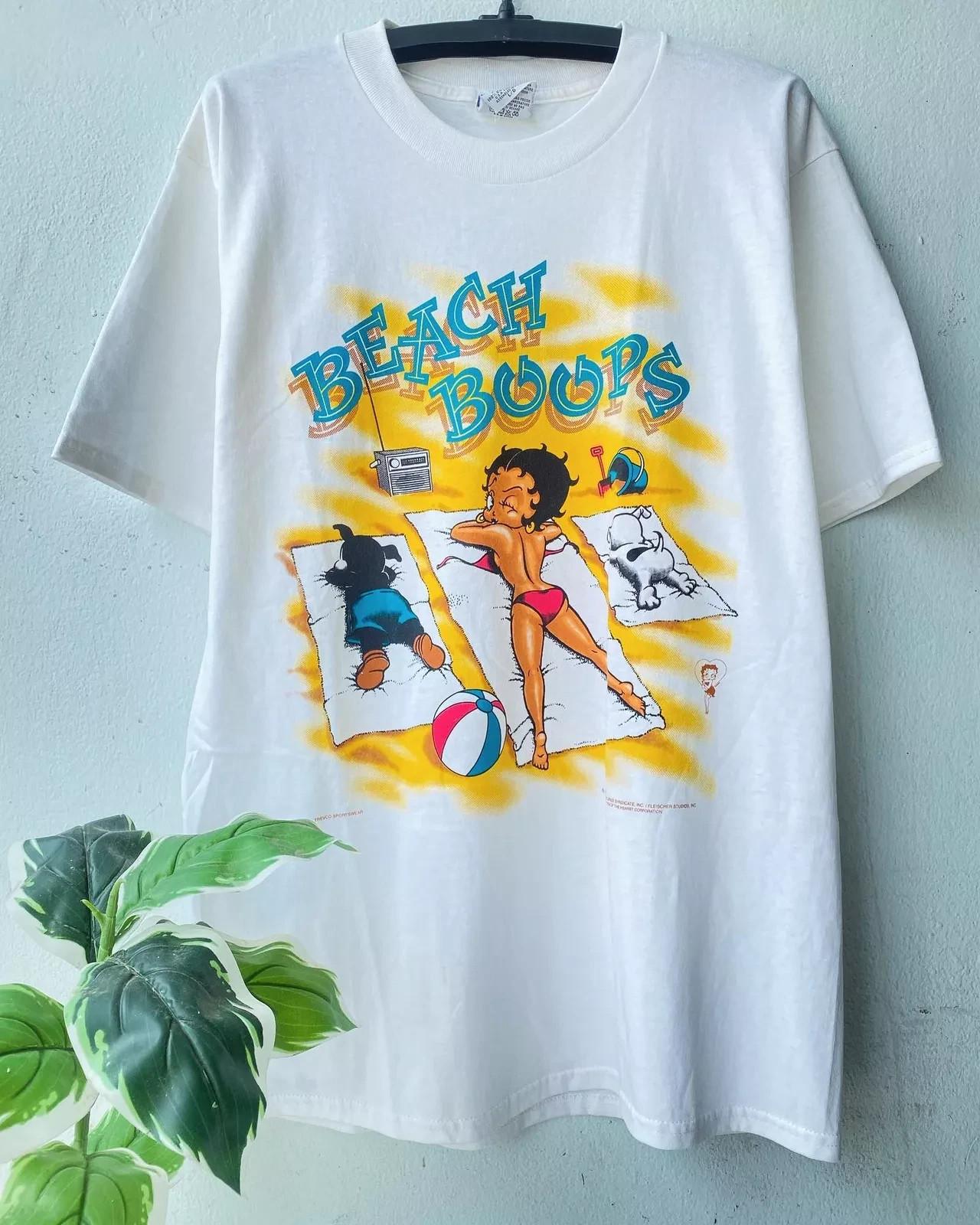 90s Betty Boop Beach Boop White T shirt Retro style Graphic tee XXL