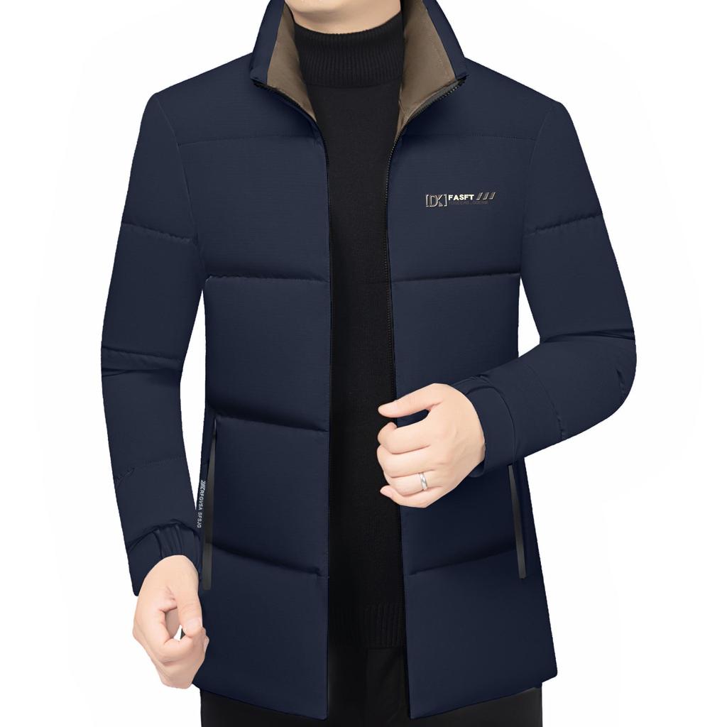 Men's 2025 Winter Stand-up Collar Warm Cotton Jacket - Fashionable Business Bread Jacket for Middle-aged Dads