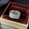 Silver Plated New Fashion Five Row Full Diamond Men's Ring Flash Diamond Party Wedding Jewelry Gift
