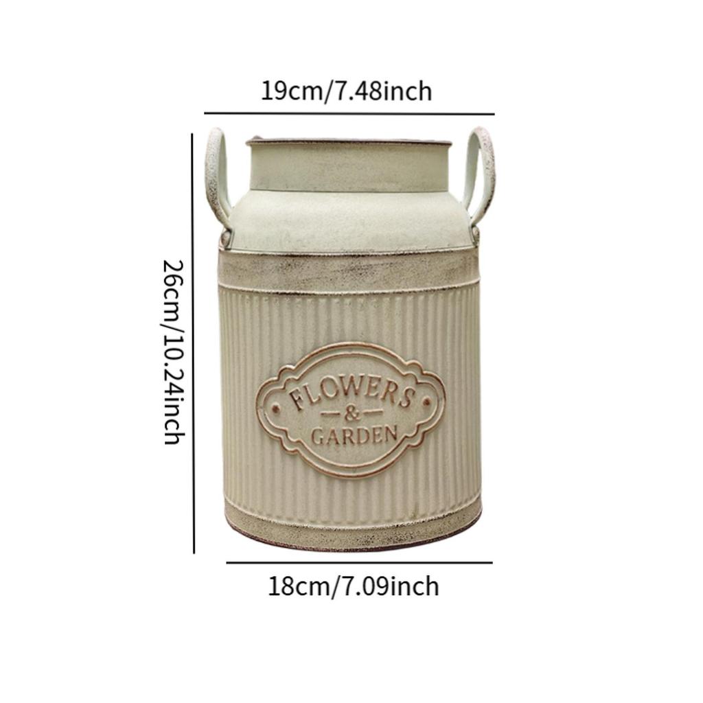 Flower Rustic Jug Decorative Metal with Handle Farmhouse Vase Milk Jug Vase for Living Room Table Centerpiece Wedding Country