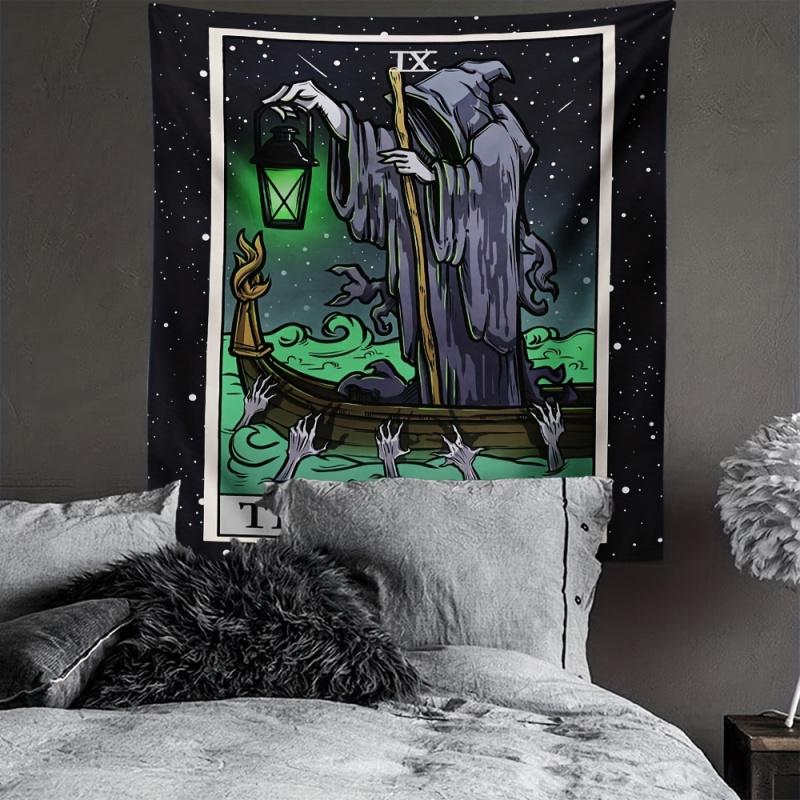 Vintage Tarot Cards Death Tapestry Bohemian Wall Hanging Fabric For Bedroom Aesthetic Home Decoration 100X70CM