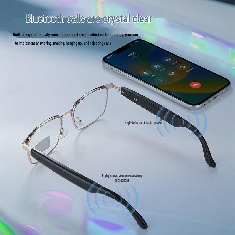 Bluetooth Smart Glasses with Photochromic Blue Light Lenses, Music & Call Features, Replaceable Lenses Sunglasses