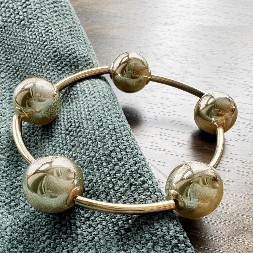 Large Coarse Ball Punk Bracelet Round Stackable Bracelet New Bead Bracelet Women s Accessories золотой