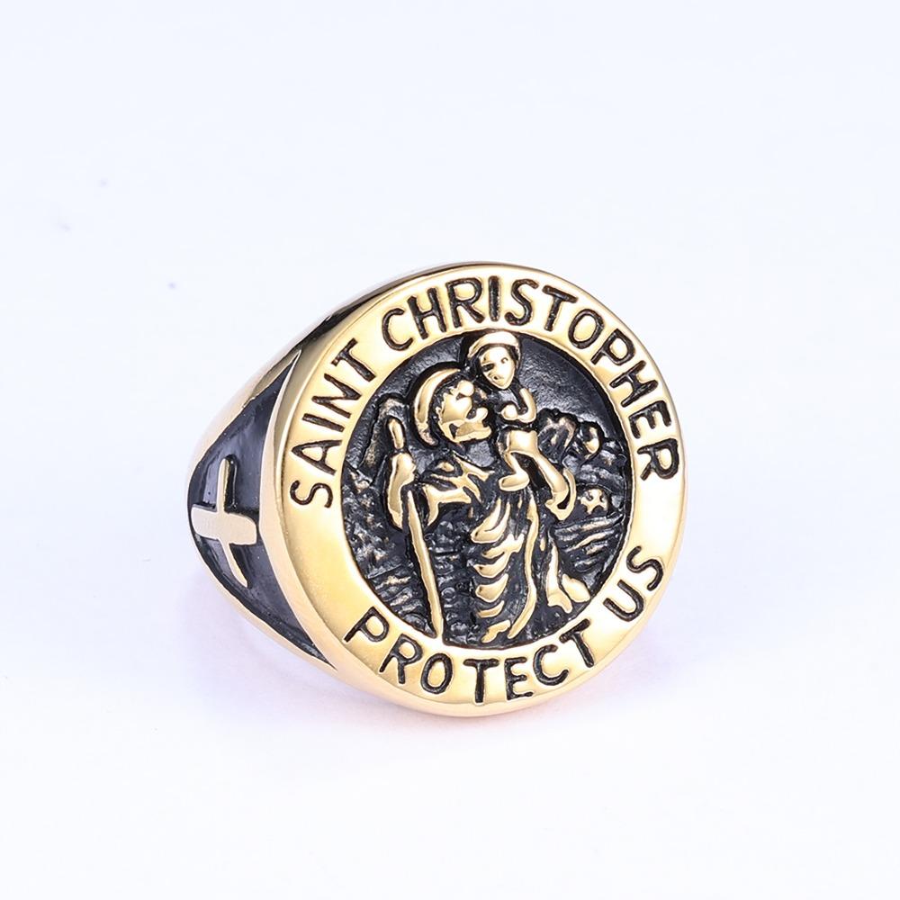 Vintage prsten pro muže z titanové oceli Archangel Odolný Stylový šperk Dárek pro muže